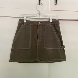 Pacsun Olive Green Denim Mini Skirt